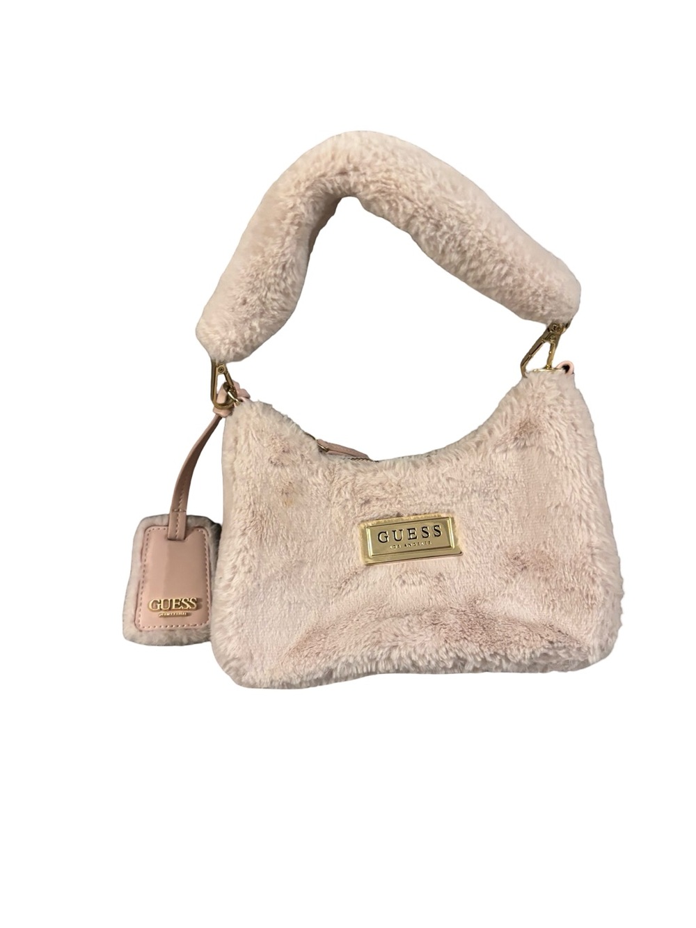 GUESS Vienna Y2K Faux Fur Vienna Pink Barbie-core Plush Mini Shoulder Bag